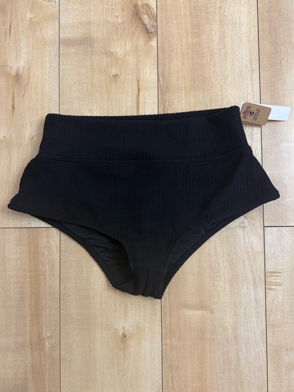 Victoria's Secret Black High-Waist Textured Swim Shorts